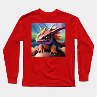 Baby Red Dragon with Rainbow Eyes Long Sleeve T-Shirt